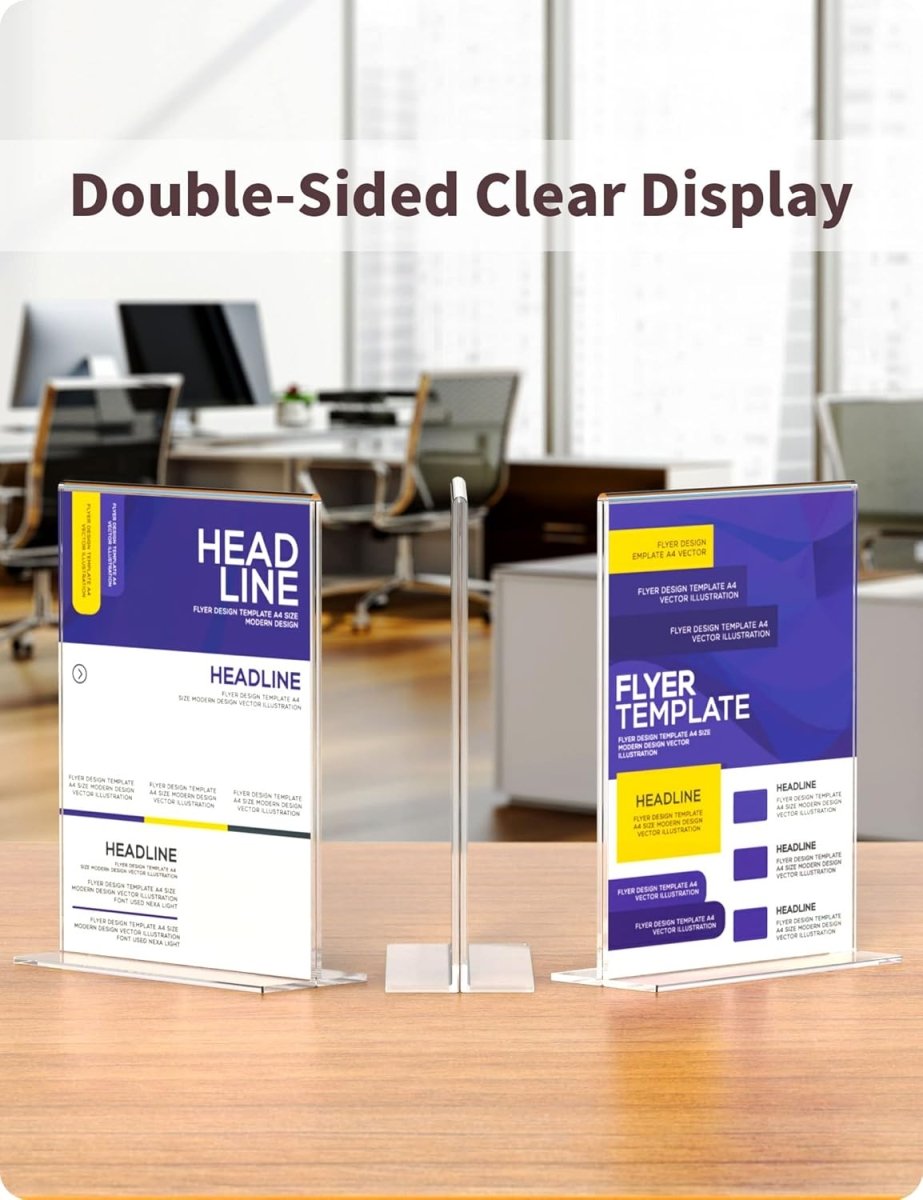 8.5×11" Acrylic T - Stand Vertical Sign Holder – 3 Pack - NIUBEE