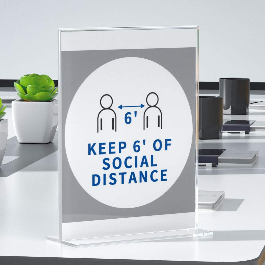 8.5×11" Acrylic T - Stand Vertical Sign Holder – 3 Pack - NIUBEE