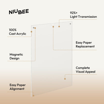 8.5×11" Magnetic Wall Sign Holder – 6 Pack - NIUBEE