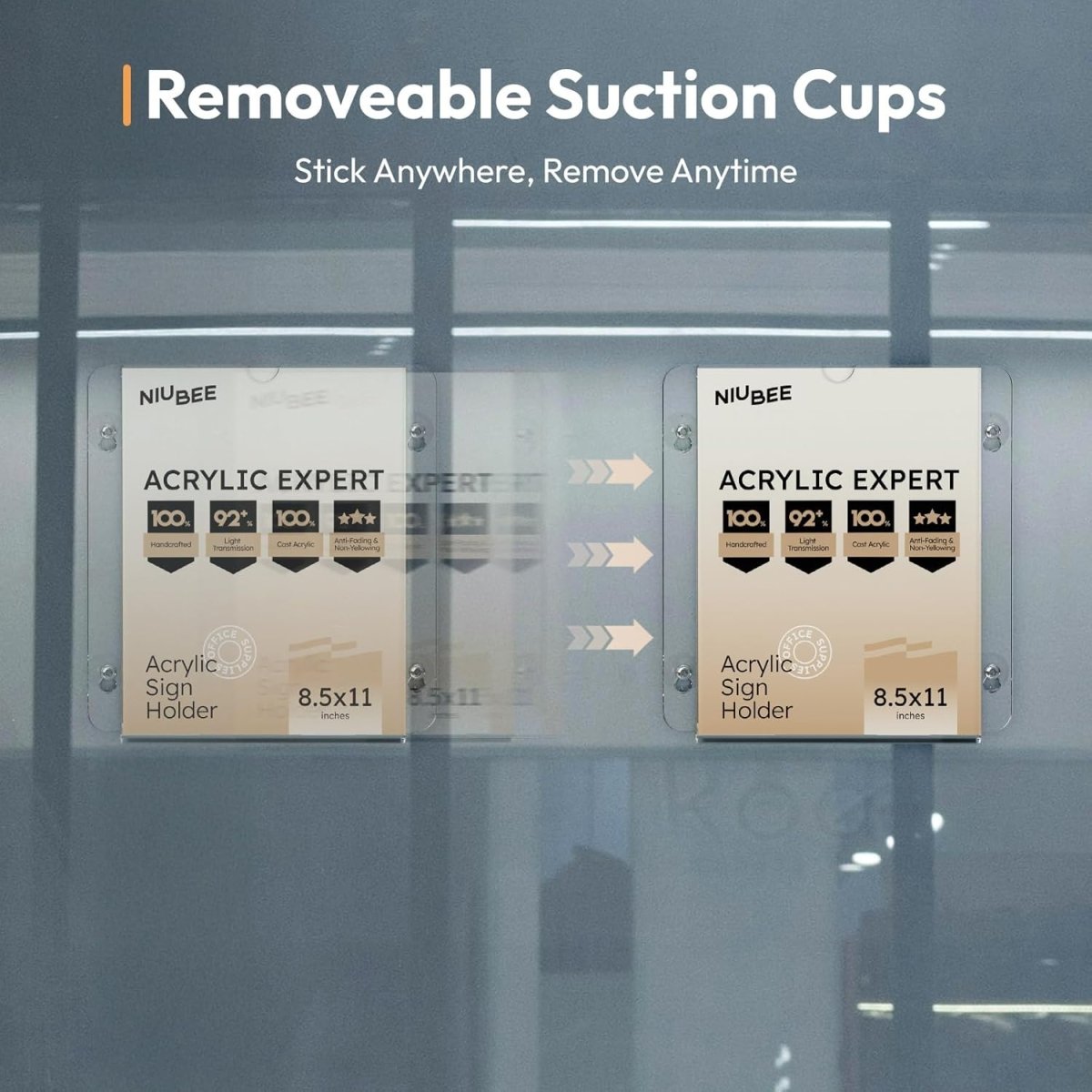 8.5x11" Suction Cup Wall Sign Holder – 2 Pack - NIUBEE