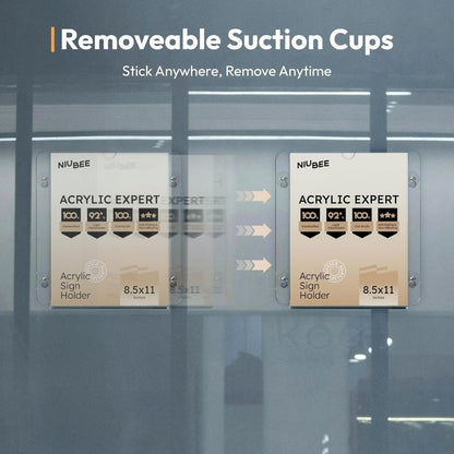 8.5x11" Suction Cup Wall Sign Holder – 2 Pack - NIUBEE