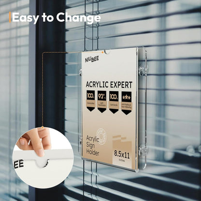 8.5x11" Suction Cup Wall Sign Holder – 2 Pack - NIUBEE