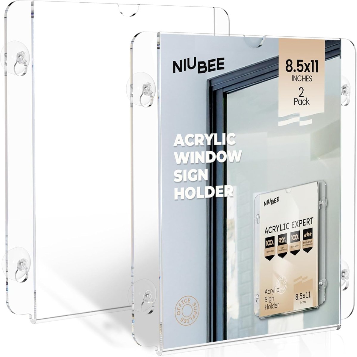 8.5x11" Suction Cup Wall Sign Holder – 2 Pack - NIUBEE