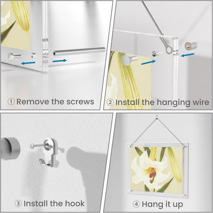 A4 Acrylic Display Photo Frame - Fits 8.5x11" Letter Size - NIUBEE