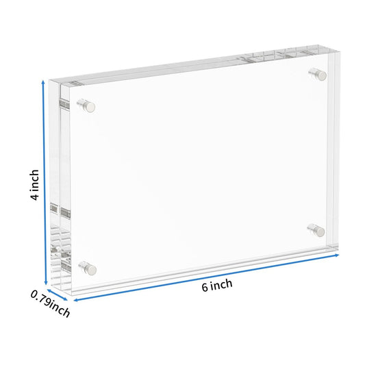 Acrylic Photo Frame 4x6" 3 Packs, Picture Frame 20% Thicker Block, Clear Frameless Acrylic Frames - NIUBEE