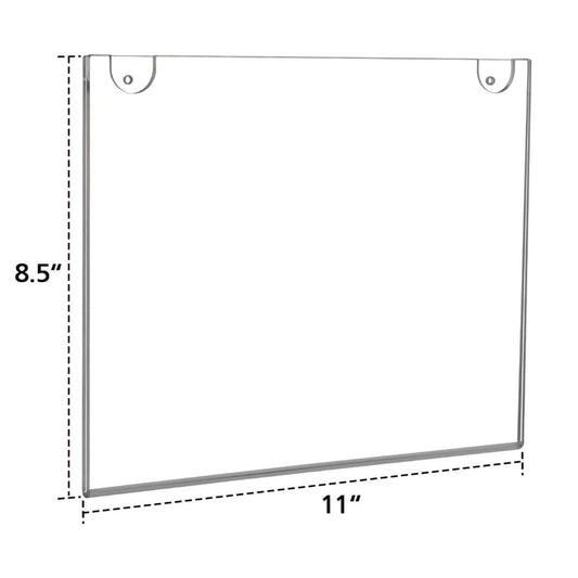 Acrylic Wall Mounted Sign Holder 8.5 x 11 Inches Horizontal 6 Pack, Clear Plastic Picture Frames - NIUBEE