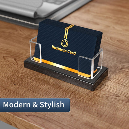 Clear Acrylic Business Card Holder with Black Base – 2 Pack - NIUBEE