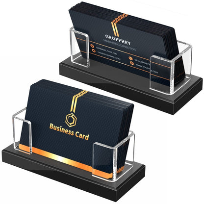 Clear Acrylic Business Card Holder with Black Base – 2 Pack - NIUBEE