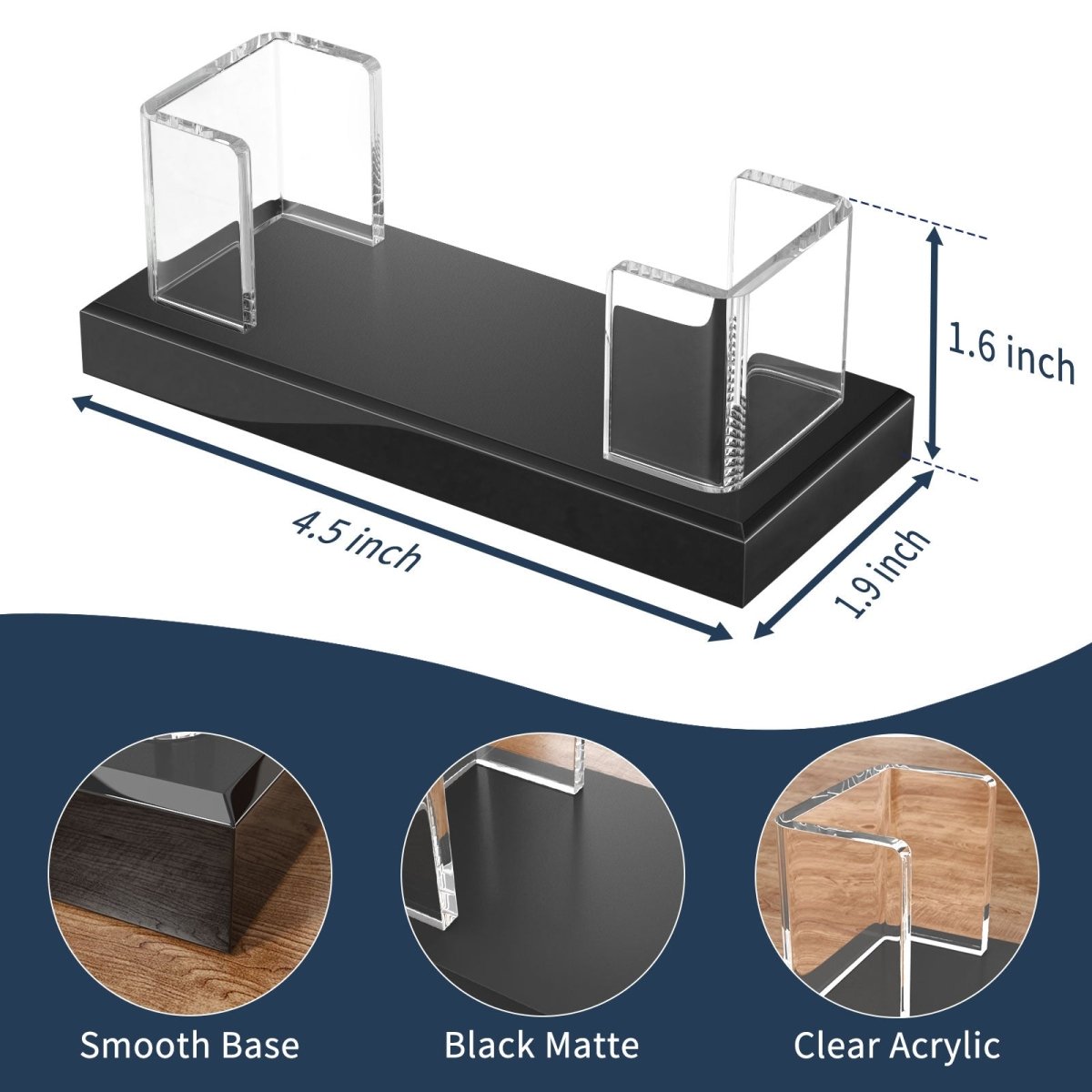 Clear Acrylic Business Card Holder with Black Base – 2 Pack - NIUBEE