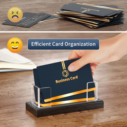 Clear Acrylic Business Card Holder with Black Base – 2 Pack - NIUBEE