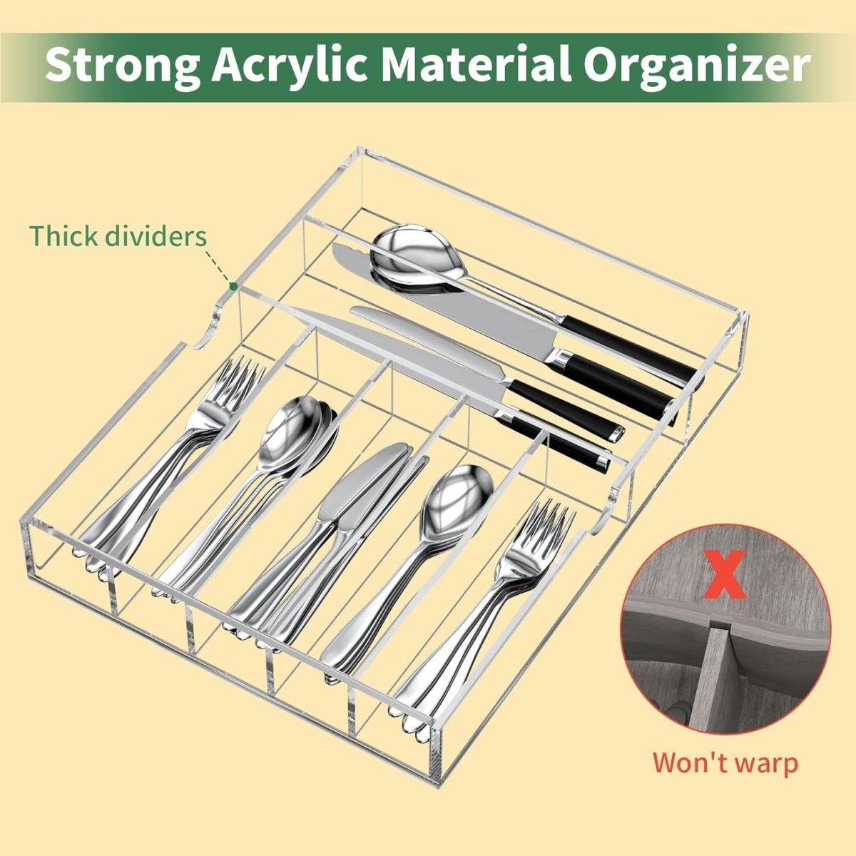 Clear Acrylic Utensil Organizer - NIUBEE