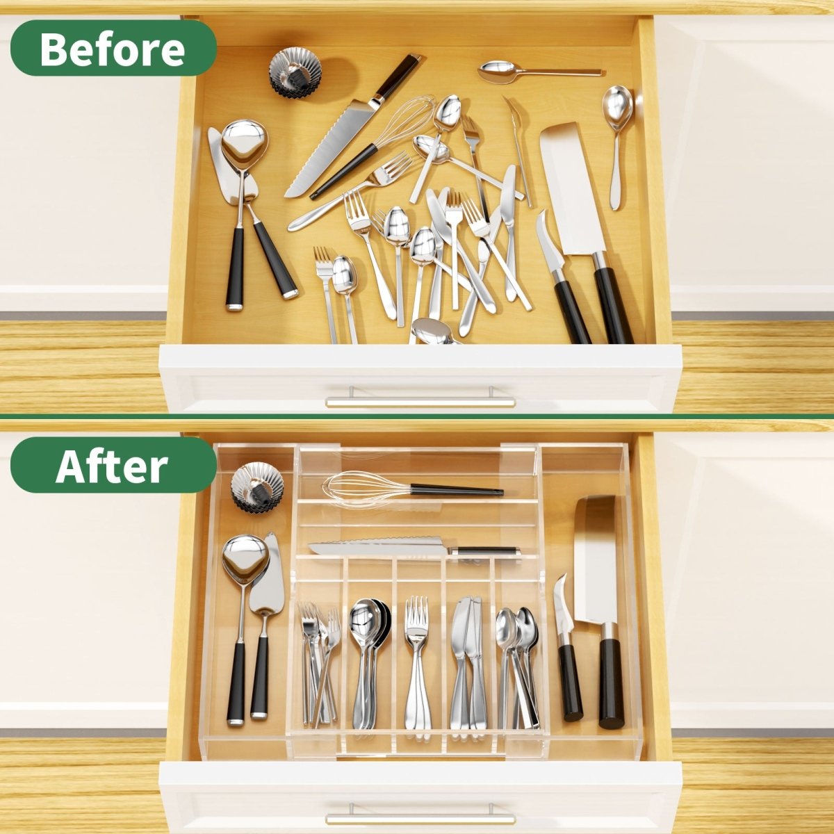 Clear Acrylic Utensil Organizer - NIUBEE
