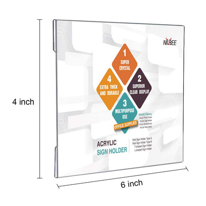 4×6" Adhesive Acrylic Sign Holder Horizontal