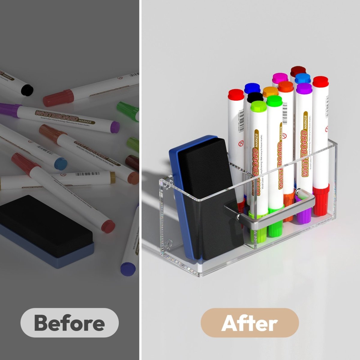 Magnetic Double - Compartment Pen Holder - NIUBEE