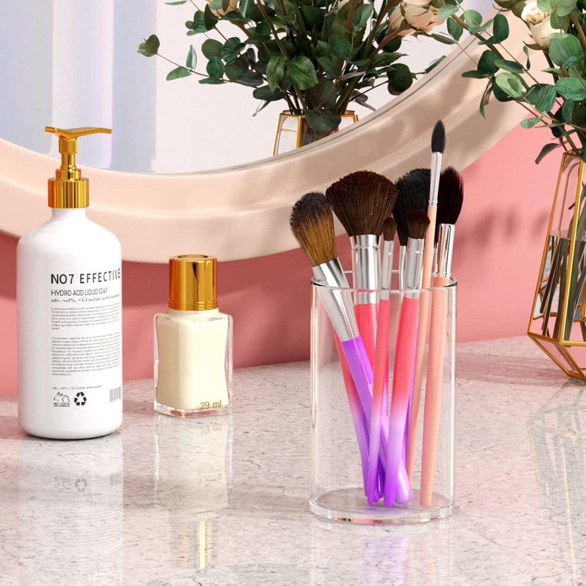 Round Acrylic Pen Holder – 2 Pack - NIUBEE