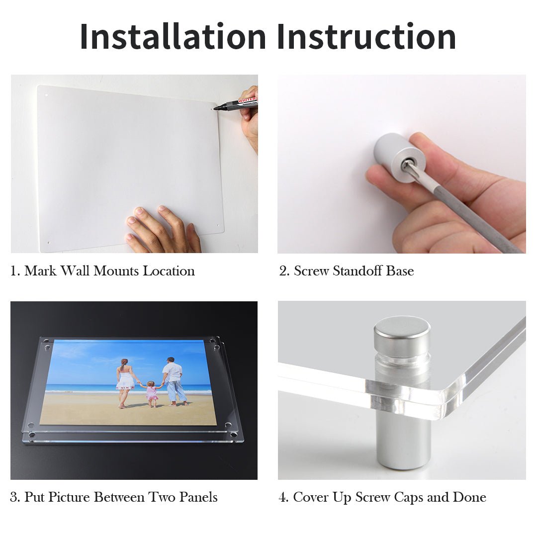 Slim Acrylic Frame Screw Set – Fits 18.5×22.5", 20.5×26.5" & 23×27" Frames - NIUBEE