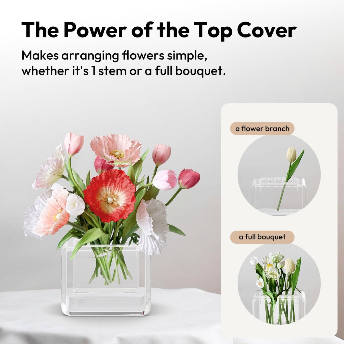 Small Clear Acrylic Flower Vase - NIUBEE