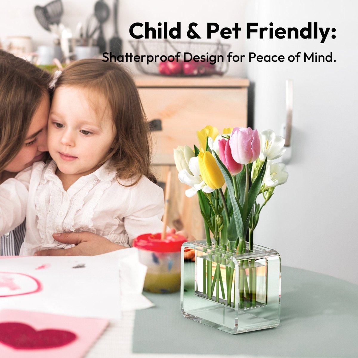 Small Clear Acrylic Flower Vase - NIUBEE