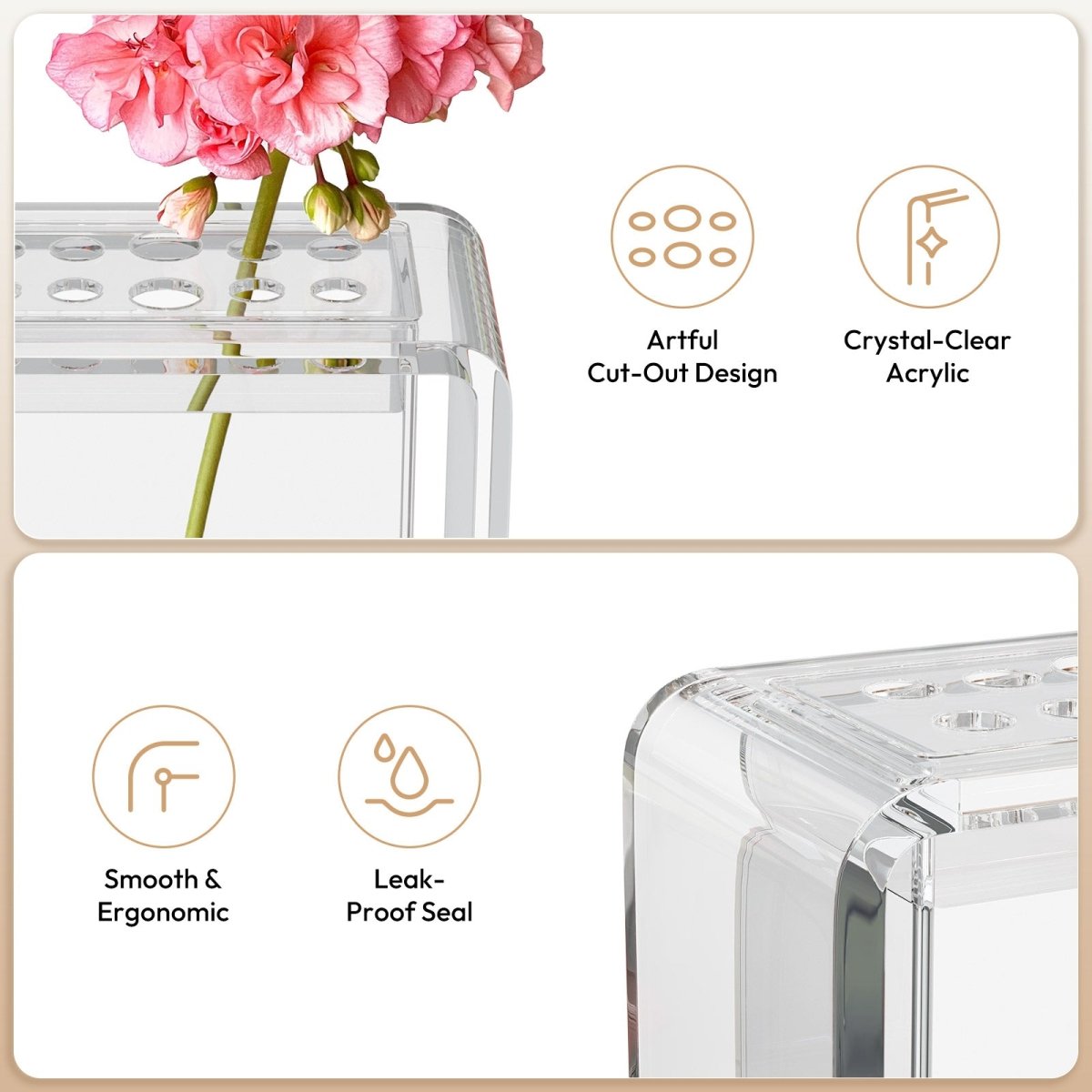 Small Clear Acrylic Flower Vase - NIUBEE