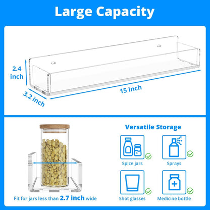 Wall - Mounted Acrylic Spice Rack – 4 Pack - NIUBEE