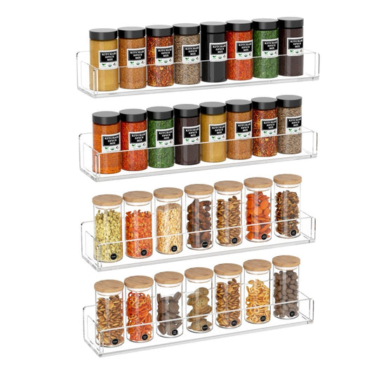 Wall - Mounted Acrylic Spice Rack – 4 Pack - NIUBEE
