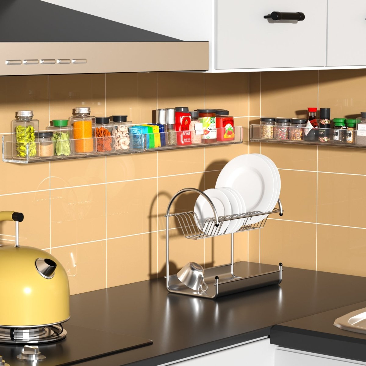 Wall - Mounted Acrylic Spice Rack – 4 Pack - NIUBEE